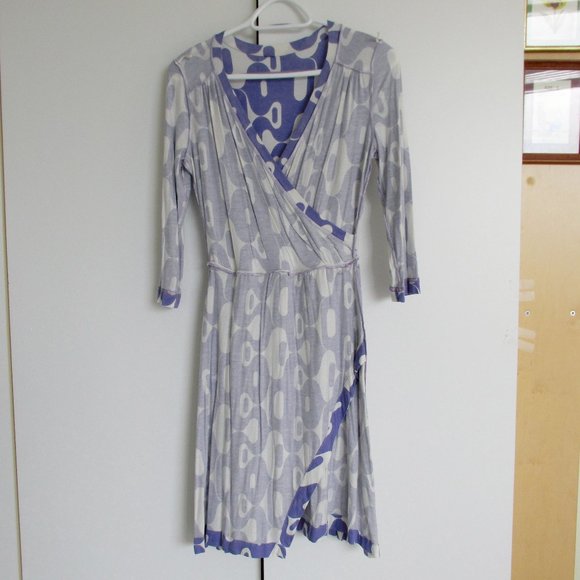Sinequanone Cornflower Blue White Faux Wrap Dress - Picture 6 of 7